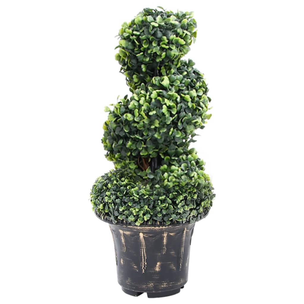 vidaXL Planta Espiral de Boj Artificial con Macetero Verde Topiario Dimensiones 20 x 59 cm,  29.5 x 100 cm,  29.5 x 117 cm y mas
