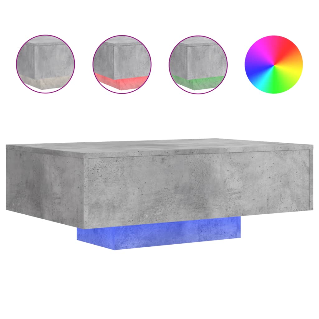 Vidaxl Mesa de Centro con Luces LED 85x55x31 Cm Blanco