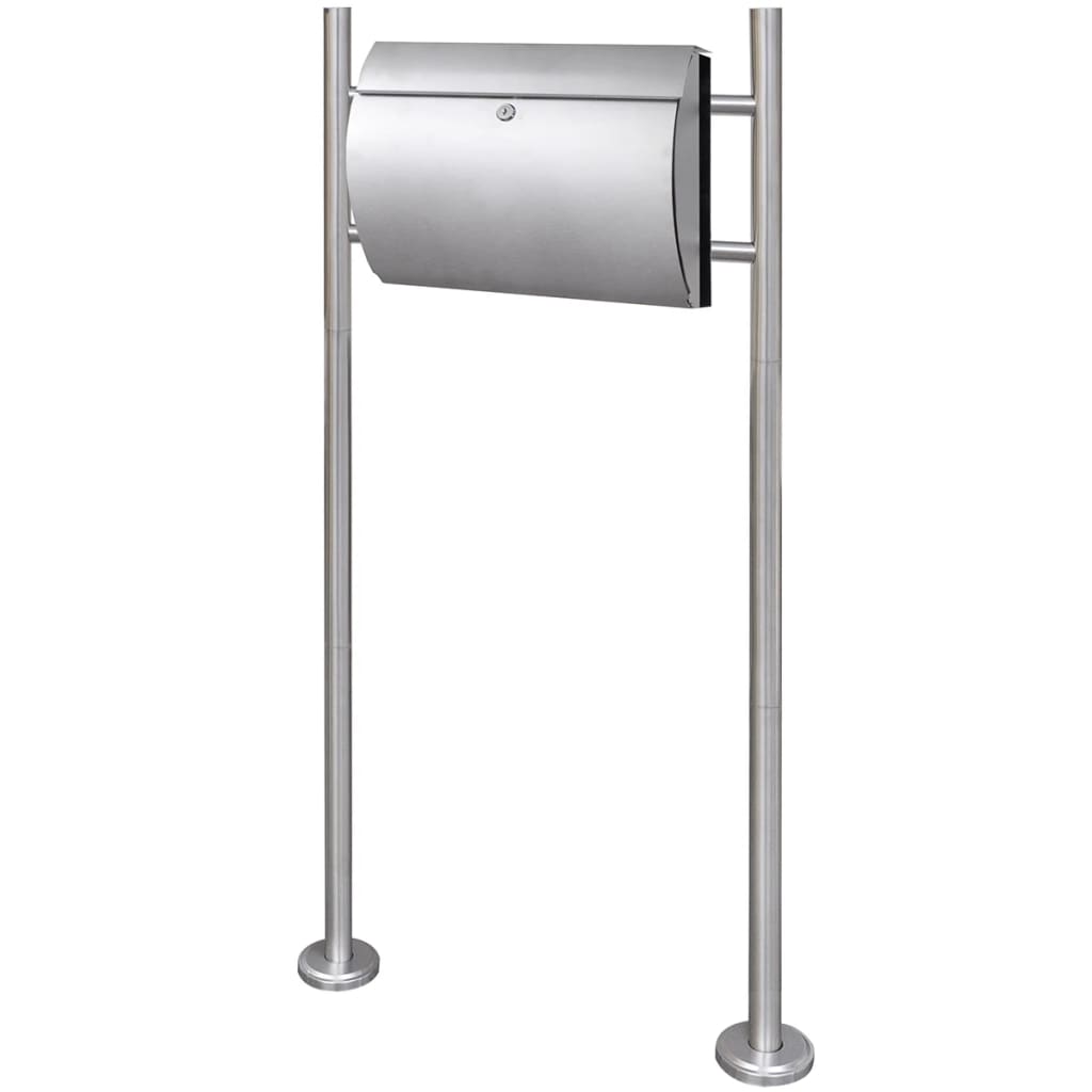 vidaXL Buzón poste soporte 2 llaves montaje fácil acero inox Dimensiones 30 x 12 x 40 cm, 31 x 10.5 x 33.5 cm, 37.5 x 13 x 31 cm
