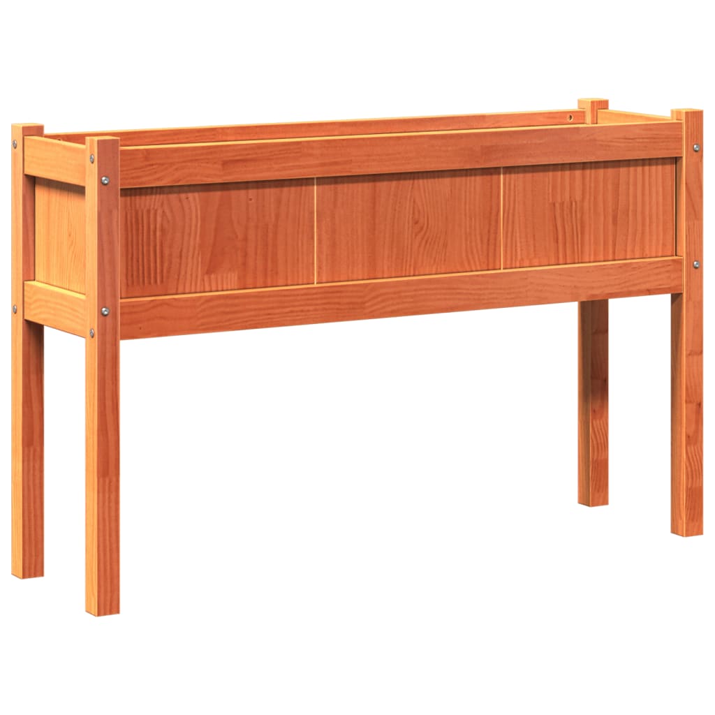 vidaXL Jardinera con patas madera maciza pino cera 110x31x70 cm Color Pino natural,  Pino blanco,  Marrón pino y mas