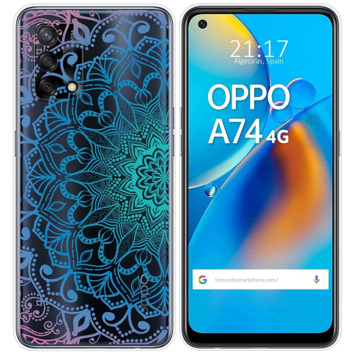 Tumundosmartphone Funda Gel Transparente para Oppo A74 4G diseño Mandala Dibujos