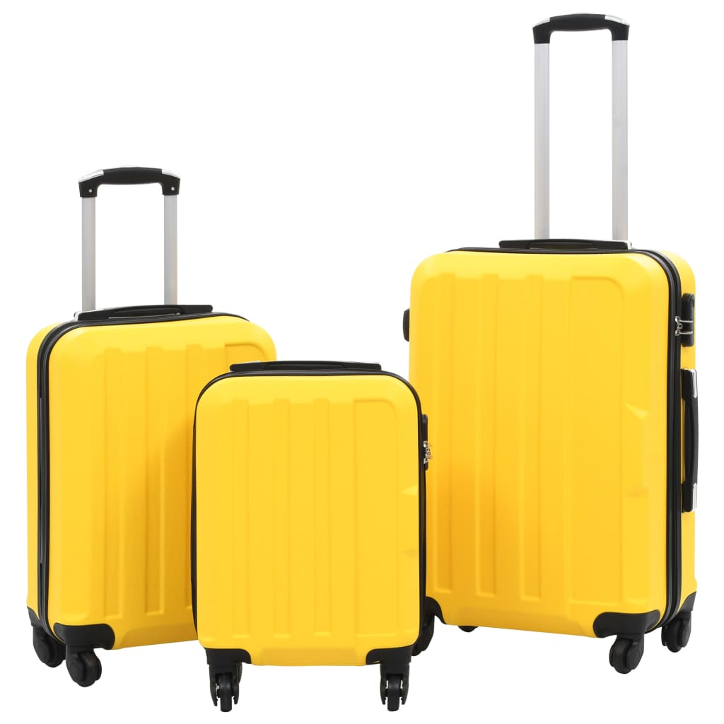 vidaXL Juego 3x Maletas Rígidas con Ruedas Trolley ABS Articulo Viaje Color Amarillo,  Morado,  Rojo vino tinto y mas