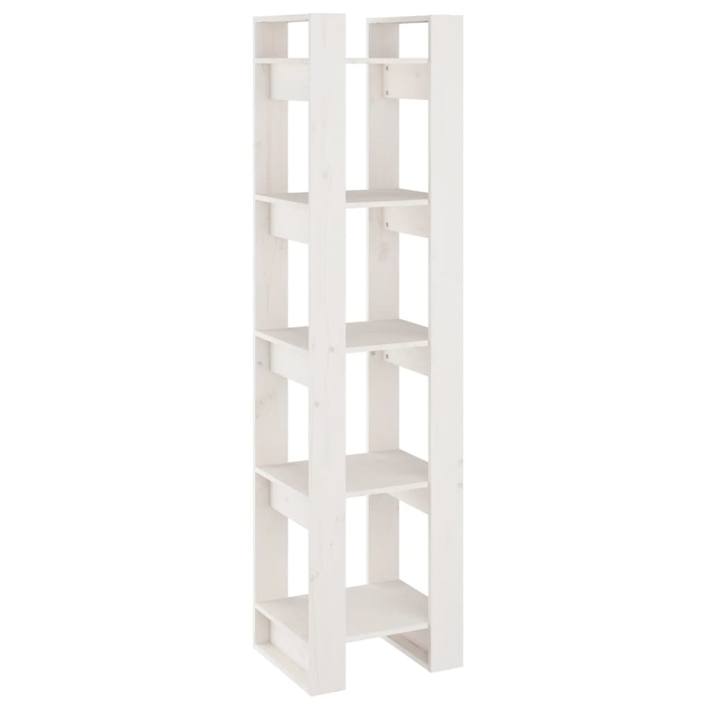 vidaXL Estantería/divisor de espacios madera maciza pino 41x35x160 cm Natural, Blanco, Gris Mueble Almacenaje Estantería para Oficina, Estudio, Dormitorio Estantería/Librería/ mueble de Almacenamiento