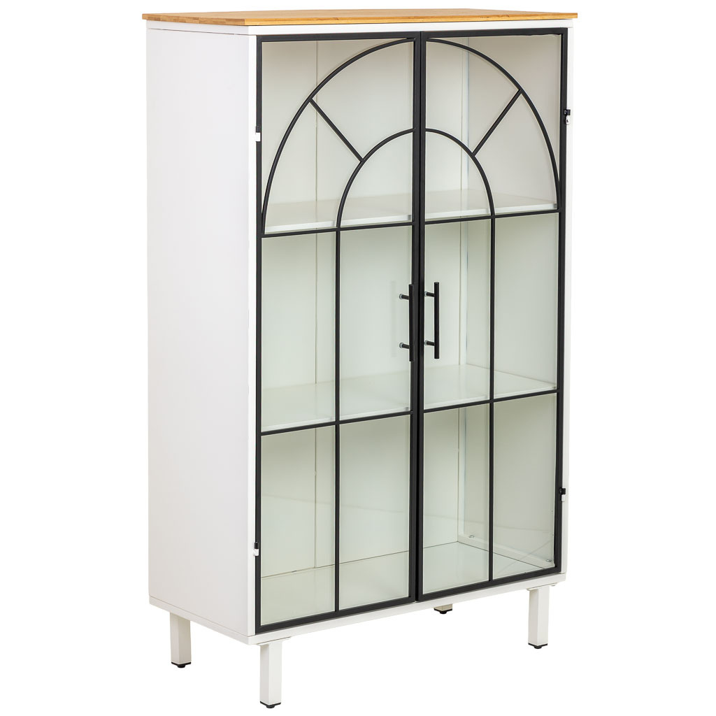 Wonderlust Deco - Vitrina de metal, madera y vidrio 2 puertas, blanco80x35x130,5h cm Blanco 80x35x130,5h cm