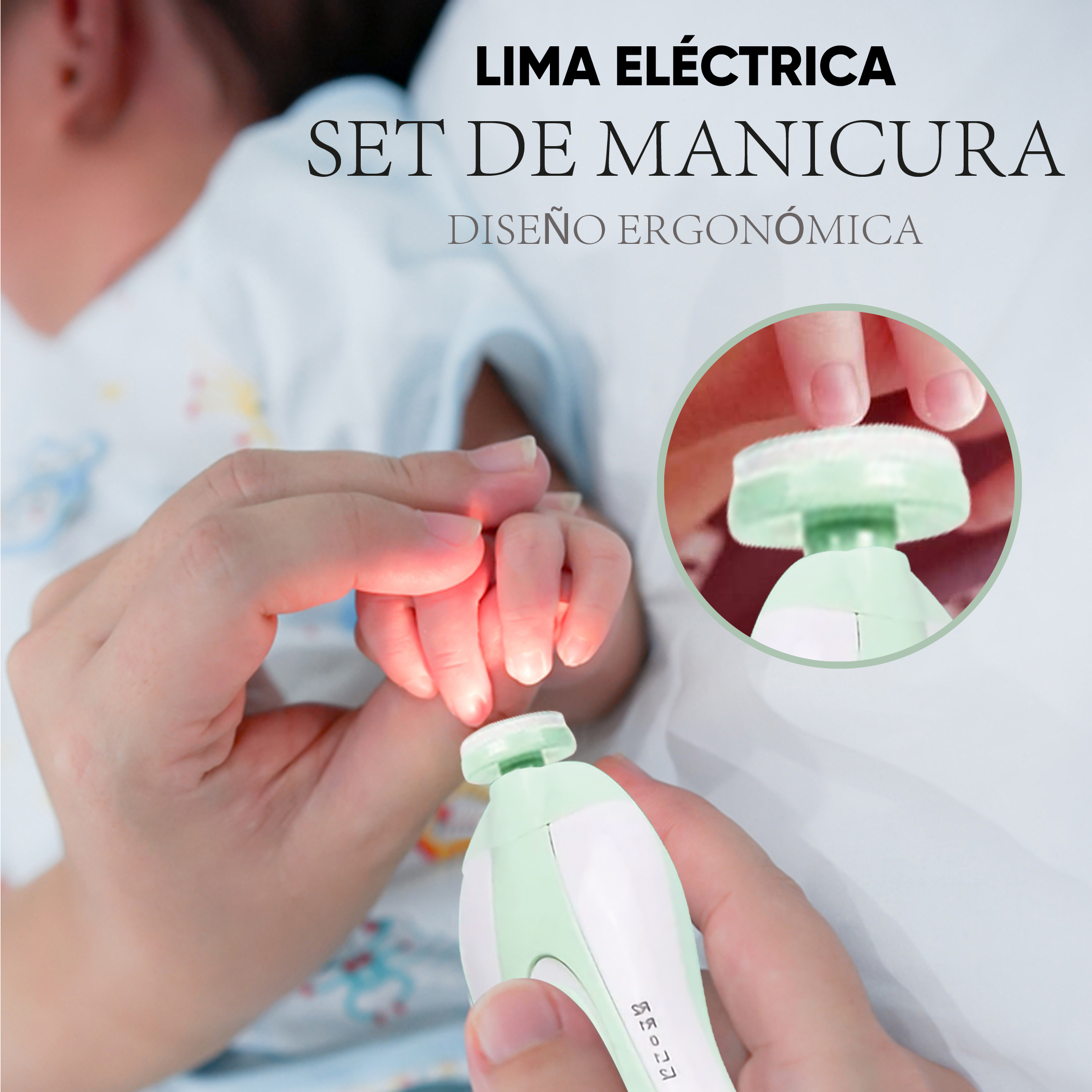 DEYVAN - Lima de Uñas Eléctrica para Bebés, Cortaúñas eléctrico, Set de  manicura 20 en 1, Lima