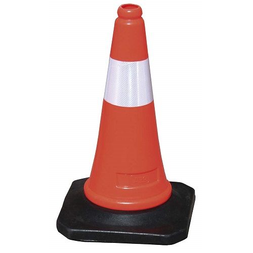 CABLEPELADO Cono trafico señalización con Reflector,Cono de seguridad vial,Cono de obra o construcción,Cono vial,señalización y balizamiento,Base goma 28x28 cm,Altura 50 cm,Naranja