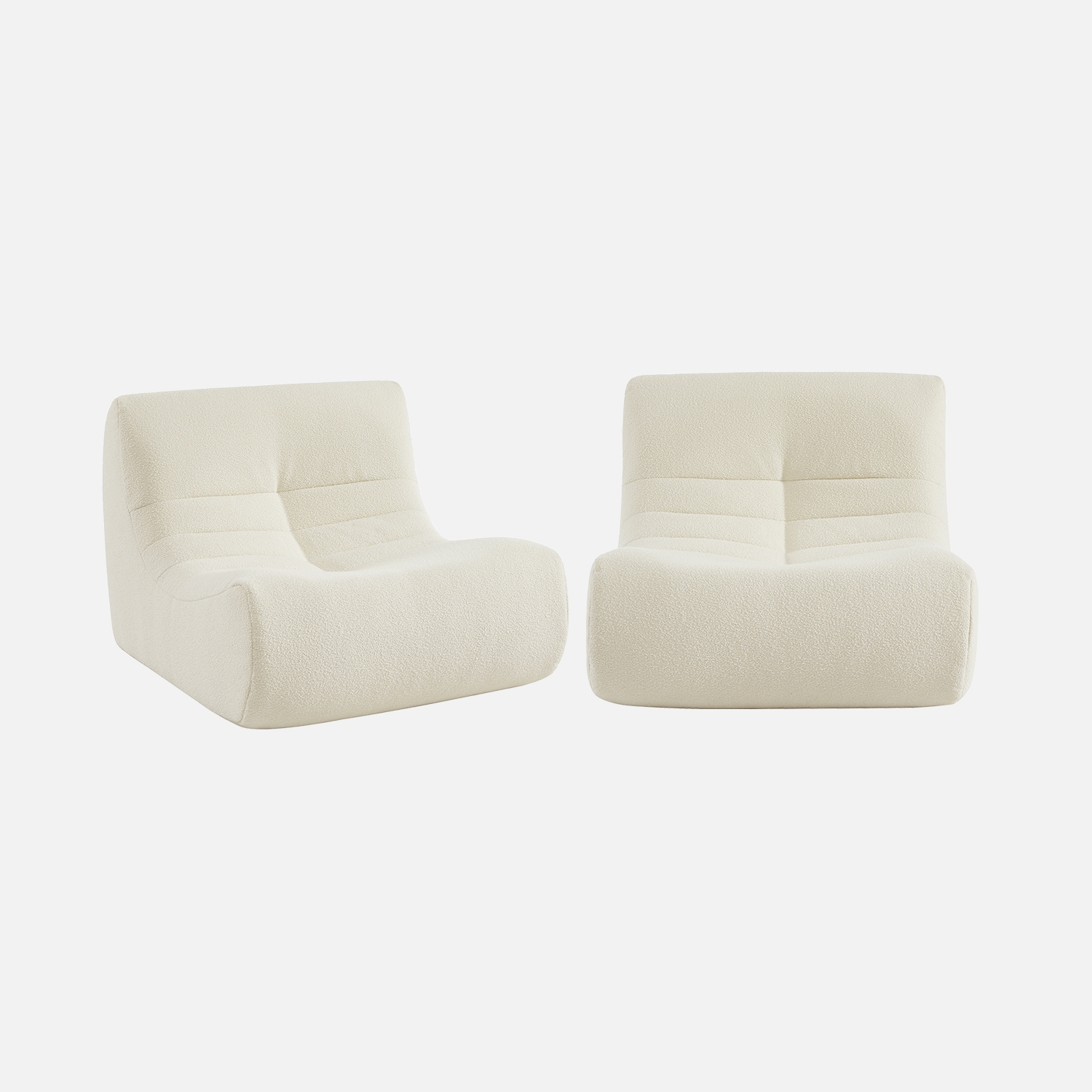sweeek - Sofá modular en borreguito texturizado, 2 plazas , Sokol borreguito , 91x105x72