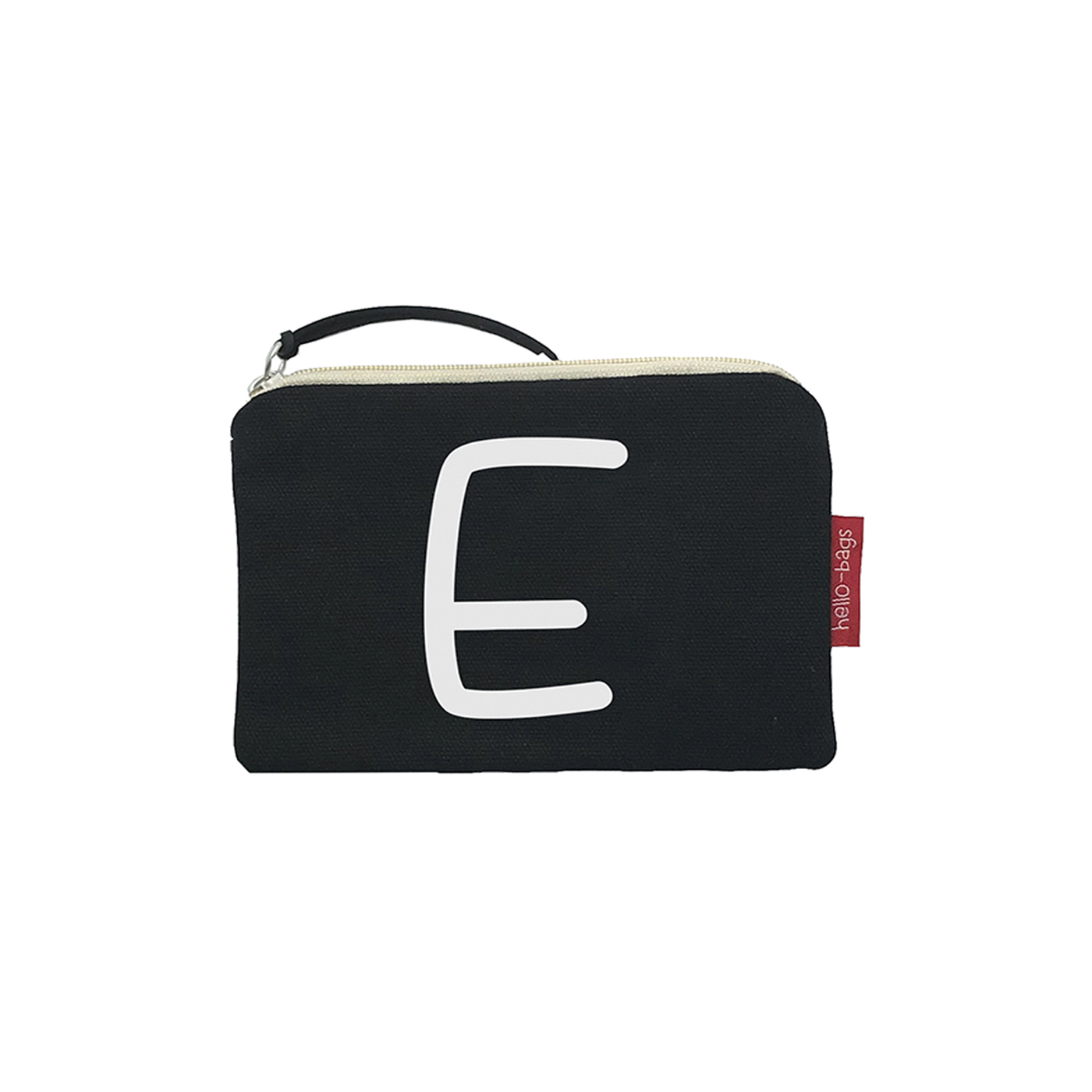 Hello-Bags. Bolso Monedero / Billetero / Tarjetero con cremallera y forro interior. Exterior: Algodón 100%. Incluye sobre kraft de regalo. Modelo: "E". Crudo / Negro. 14x10 cm.
