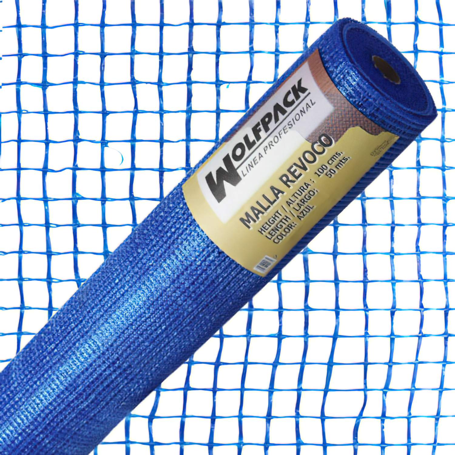 SANCO STORE - WOLFPACK LINEA PROFESIONAL Malla Revoco Azul Rollo 50 mt. x 1 metro. Luces 10x10 mm.