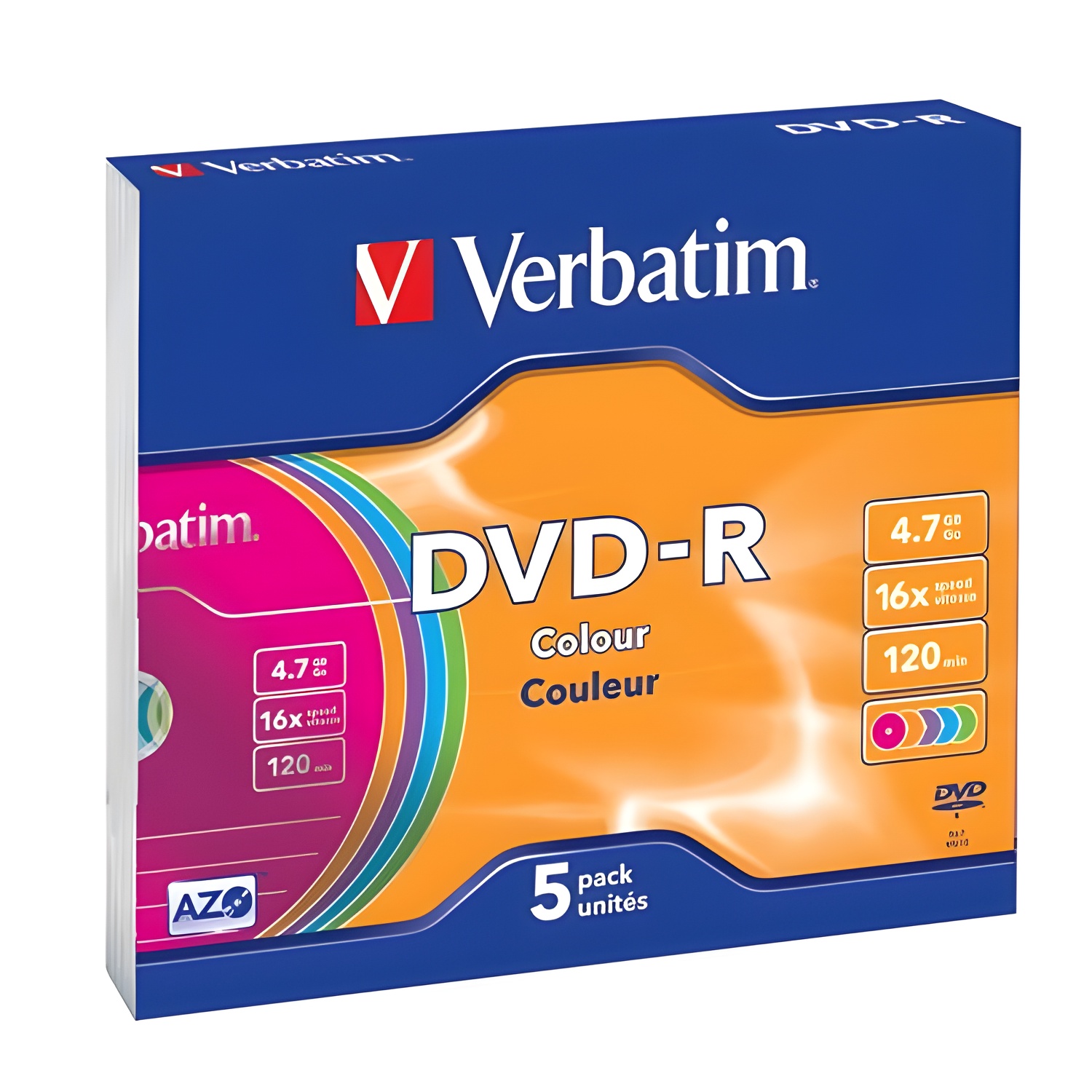 Verbatim dvd-r 4.7gb 16x slim 5 advanced azo non-printable