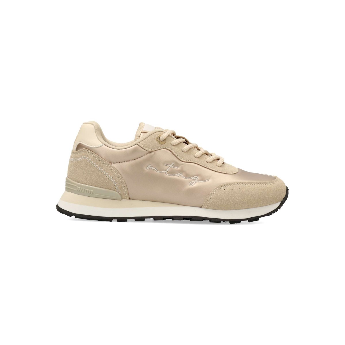 MTNG - Zapatillas deportivas Joggo para mujer, cómodas de piel sintética y textil con suela de goma y plantilla acolchada, color gris-kaki