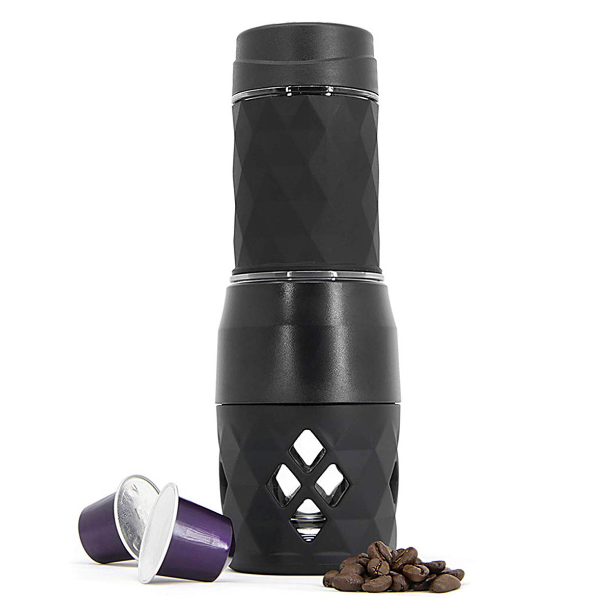 Sogo - Sogo Cafetera Portátil Manual 20Bar -Negro 3 en 1 Compatible con Nespresso, Starbucks y Lavazza