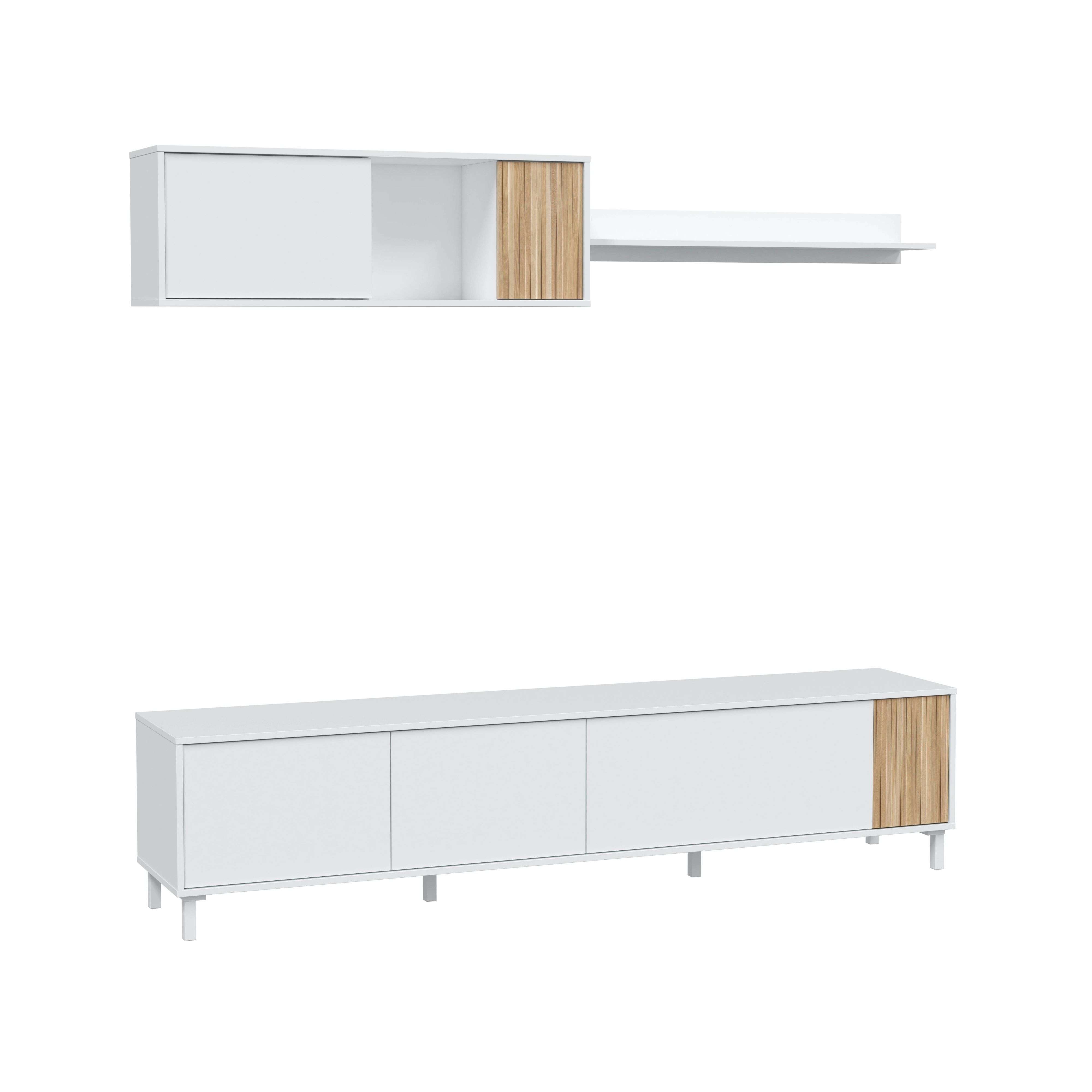 Miroytengo Muebles De Salón Ethna Blanco Artik Y Natur Estilo Moderno Para Comedor 200x40cm
