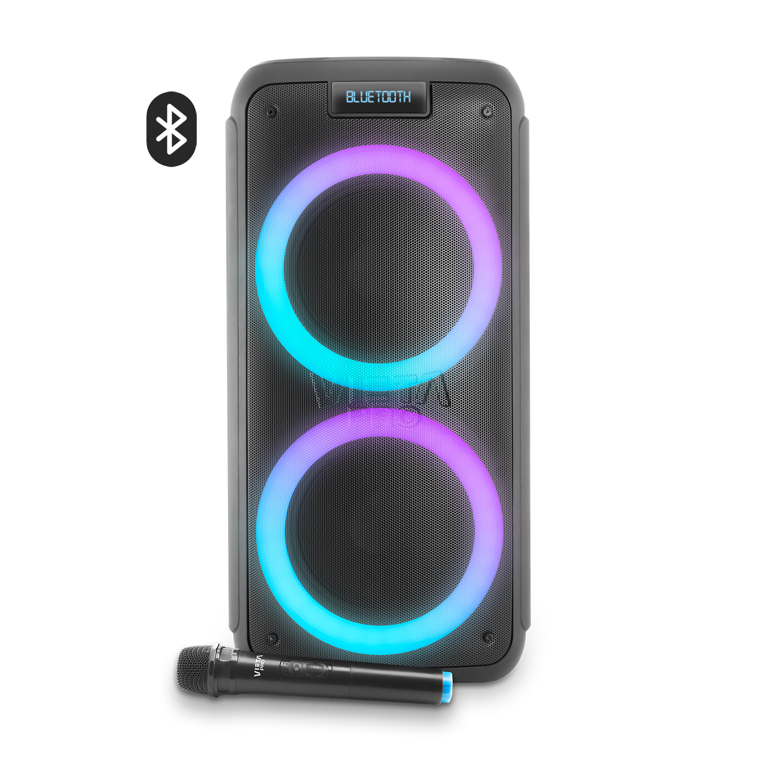 Altavoz Goody 2 de Vieta Pro, con Bluetooth 5.0, True Wireless, Micrófono,  Radio FM, 12 horas de batería, Resistencia al agua IPX7, entrada auxiliar y  botón directo al asistente virtual, color rosa. 