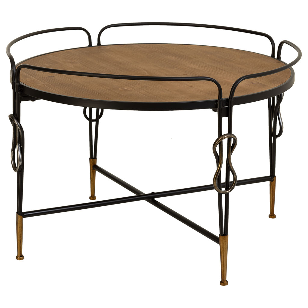 Wonderlust Deco - Mesa de centro de madera y metal negro 78x78x53h cm Negro 78x78x53h cm