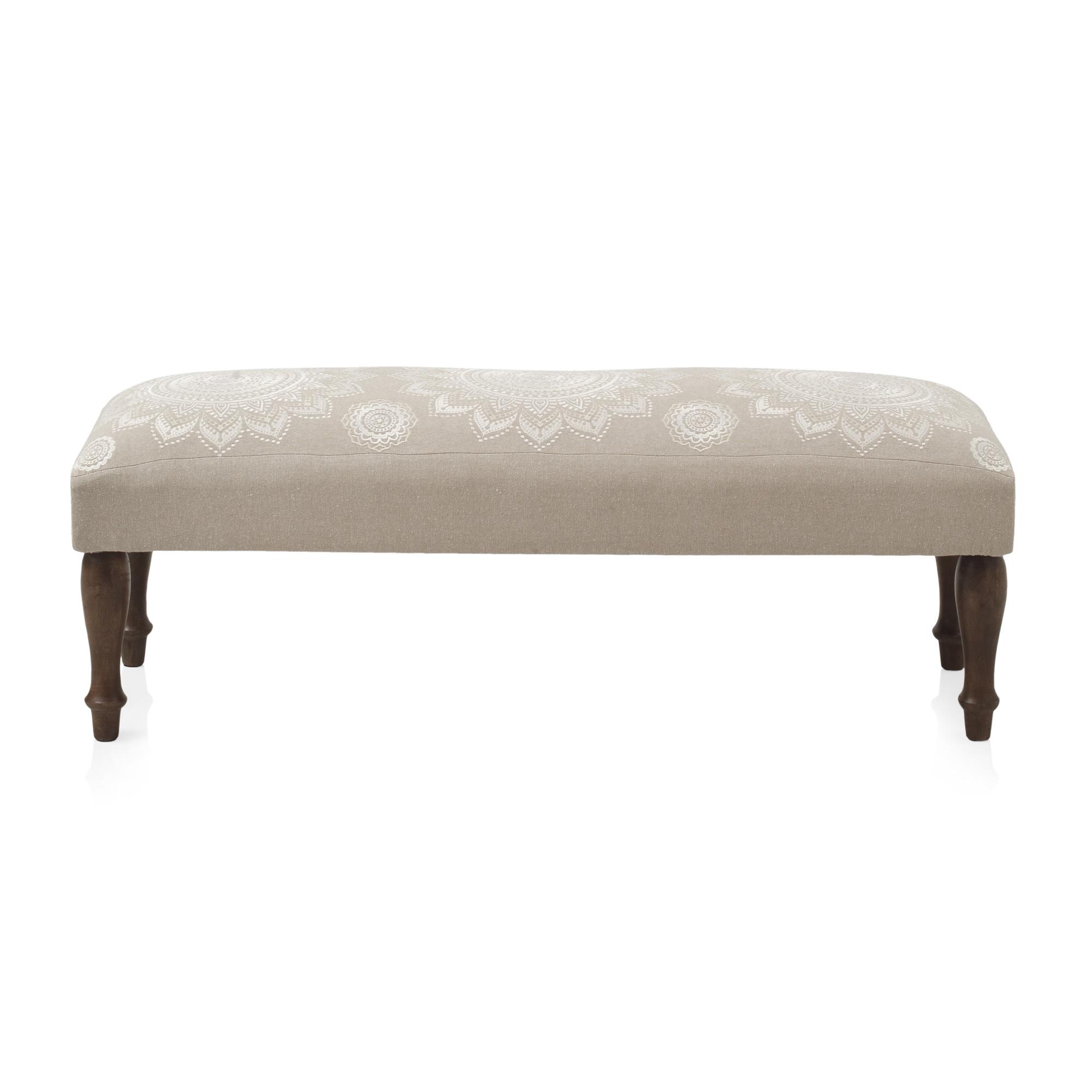 Puf Tapizado De Algodón/Poliéster Patas De Madera El mejor complemento para tu hogar. Fijalo