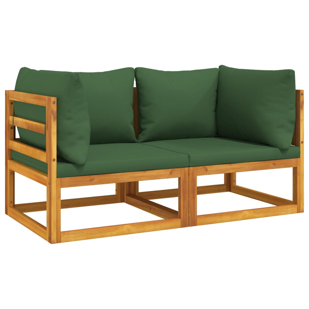 Vidaxl Sofá Modular Esquina 2 Uds Madera Acacia Cojines Taupé
