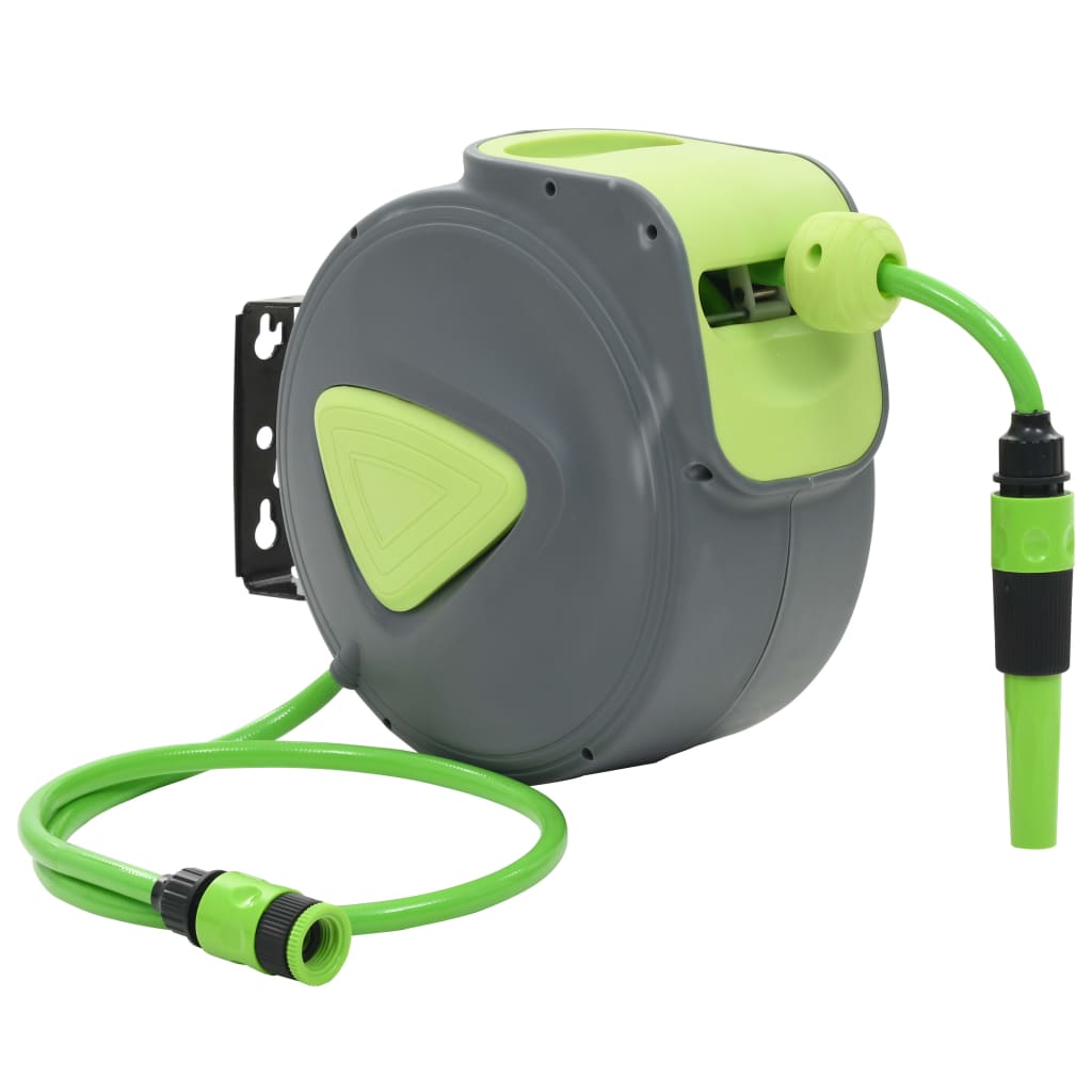 vidaXL Carrete de Manguera Retráctil Automático Pared Jardín Bricolaje Dimensiones 10+1 m, 20+2 m, 30+2 m