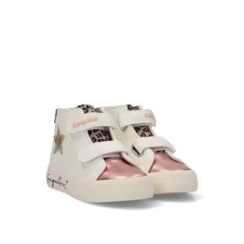 Zapatillas Basket Conguitos - Niña - Suela Plana - Modelo Cosh282108 - Color Blanco
