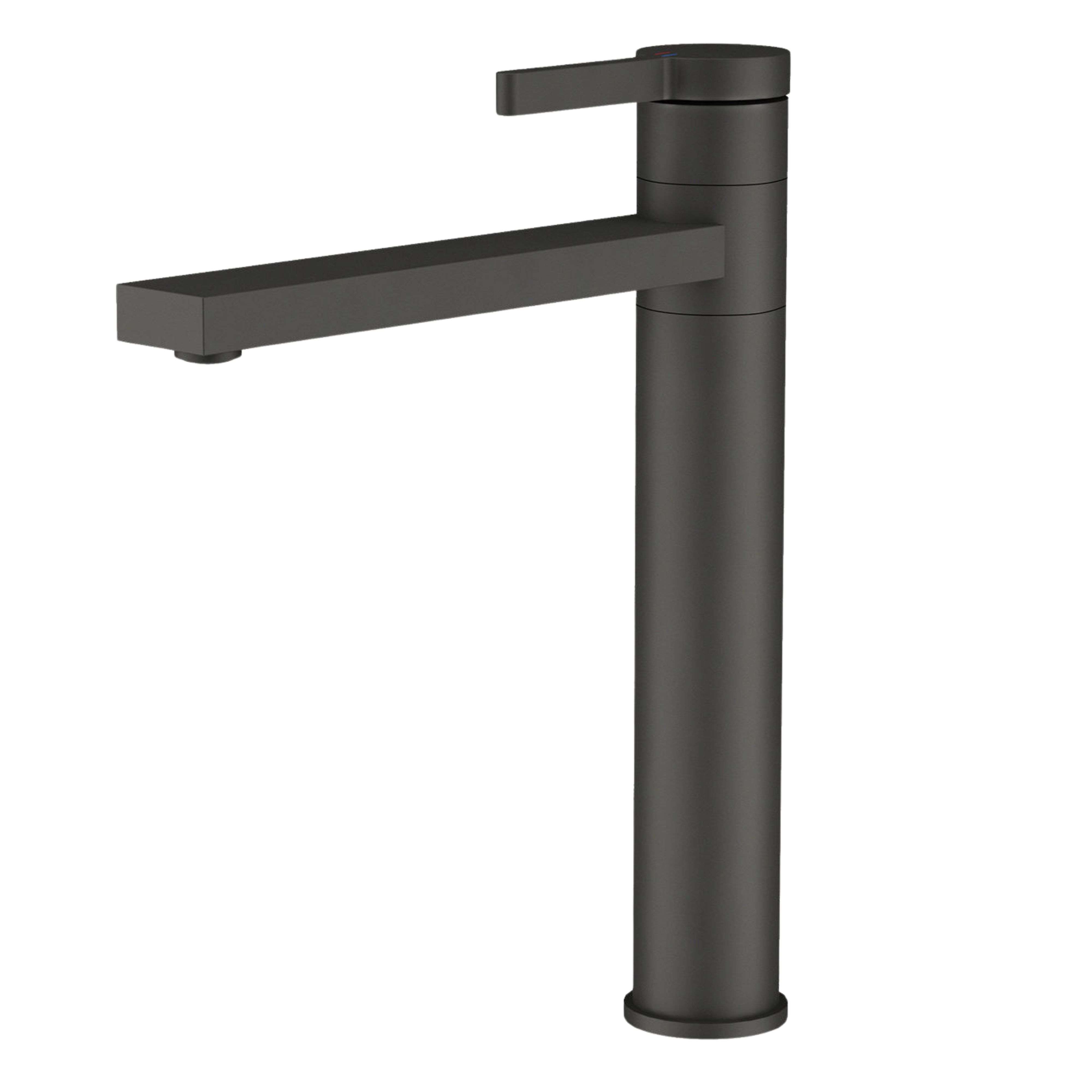 Miroytengo Grifo Lavabo Alto Monomando, Grifo Baño Tucano Negro Mate, Acero Inoxidable 304 Fría/Caliente