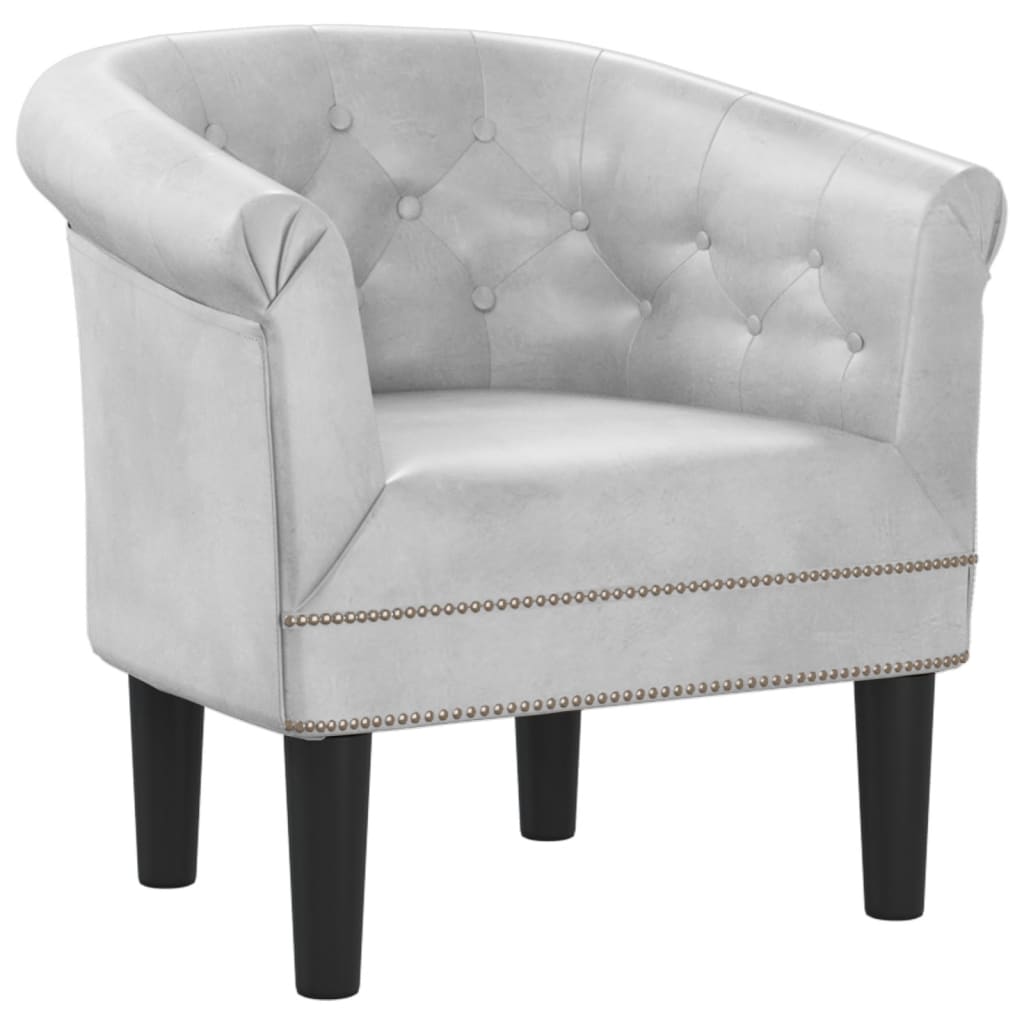 vidaXL Sillón cuero sintético Marrón, Plateado, Blanco Sillon Dormitorio Sillon Comodos Silla Relax Sillón Sofá