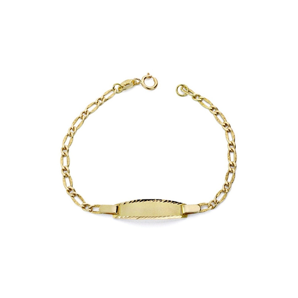 Esclava oro 18k bebé 14cm. eslabón alterno 1x1 tallada cierre reasa
