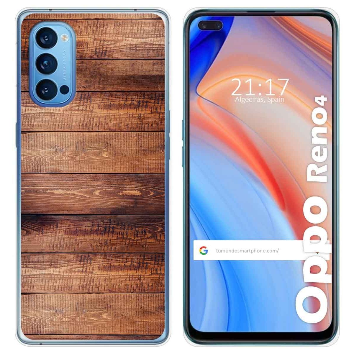 Tumundosmartphone Funda Gel Tpu para Oppo Reno 4 5G diseño Madera 02 Dibujos