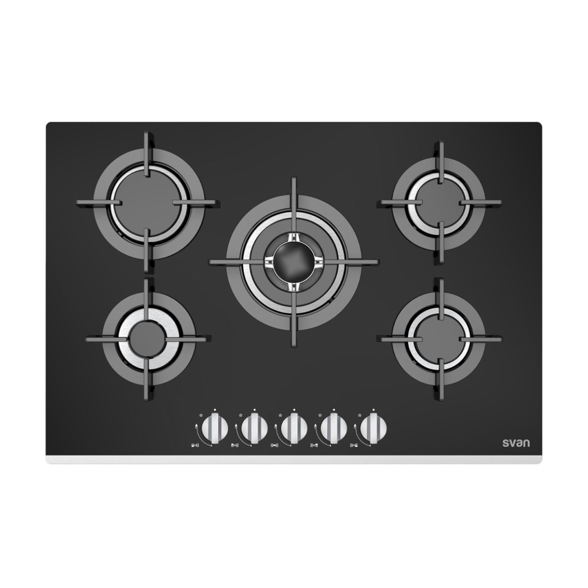 Placa de gas Svan SGW57500B 10600W 5 fuegos negro 74 cm