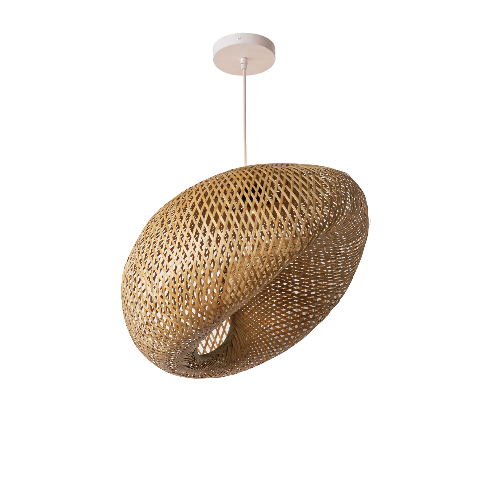 ALPINALUZ Lámpara de techo "SAVANA" de mimbre natural con acabado tejido trenzado Estilo Boho E27