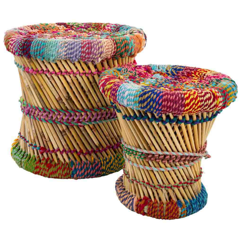 Set 2 Taburetes Multicolor De Bambu, El mejor complemento para tu hogar