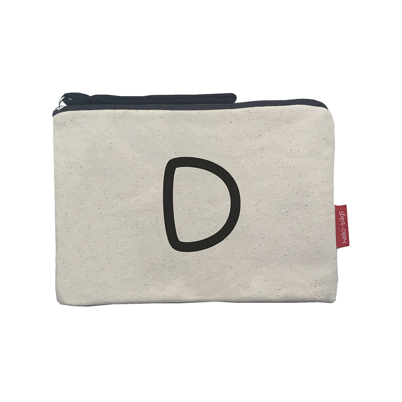 Hello-Bags. Bolso Neceser / Cartera de Mano con cremallera y forro interior. Exterior: Algodón 100%. Incluye sobre kraft de regalo. Modelo D. Color: Crudo / Negro. 23x15,5 cm.