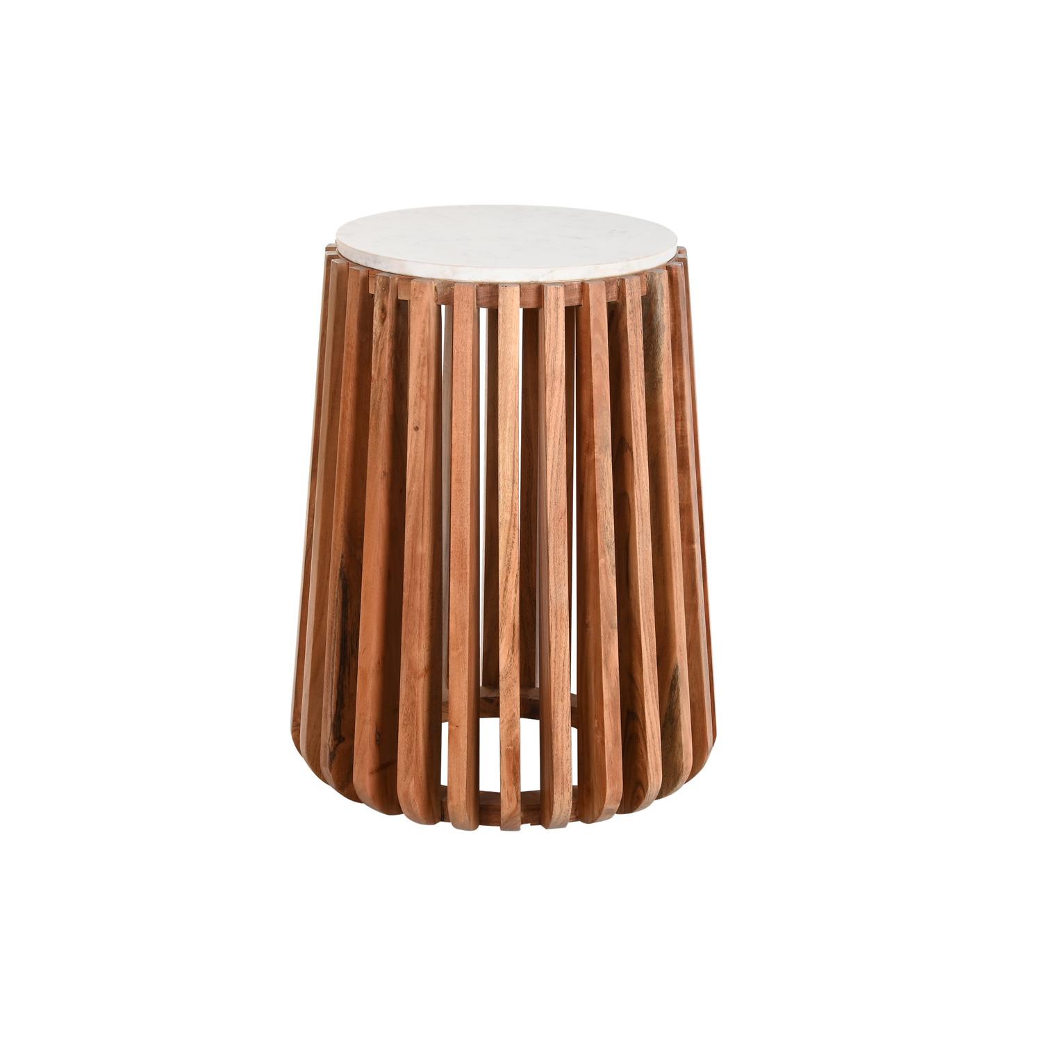 Mesita Auxiliar Marmol Mango 47X47X58 Blanco - Fijalo - El mejor complemento para tu hogar.