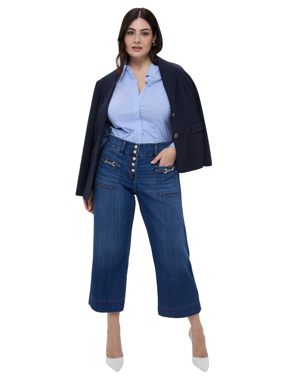 Fiorella Rubino - Jeans cropped con detalle de cadenita en los bolsillos