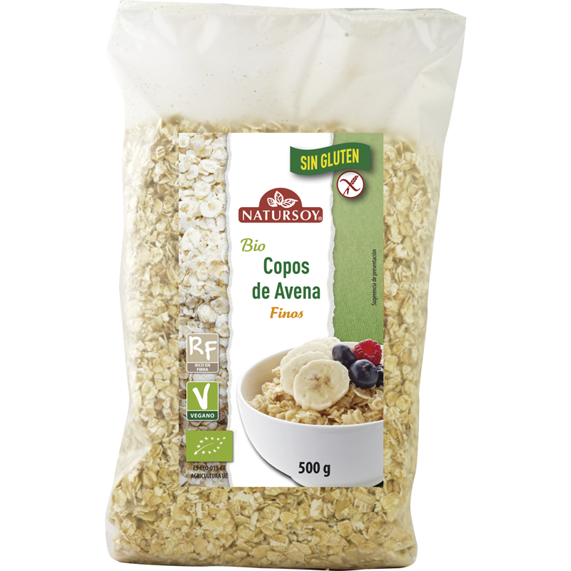 Copos de avena finos sin gluten Natursoy