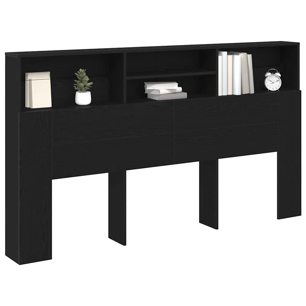 vidaXL Cabecero con armario Roble Negro 180 x 19 x 103,5 cm