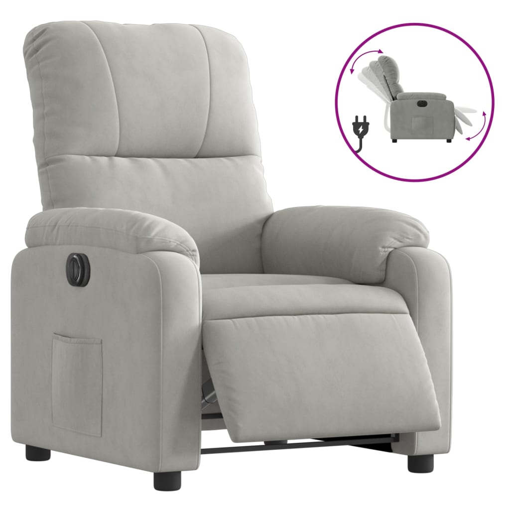 vidaXL Sillón reclinable eléctrico tela de microfibra gris claro