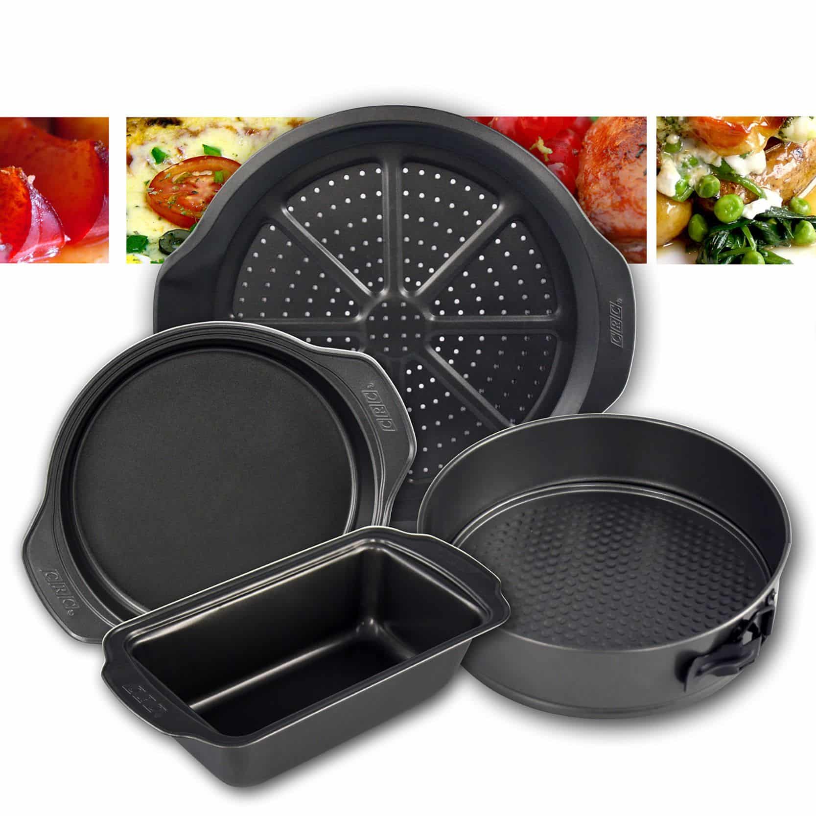 Crc Set de 4 Piezas para Horno TADIMO - Recipientes, Bandejas y Moldes para Pizza, Tartas, Bizcochos y Asados