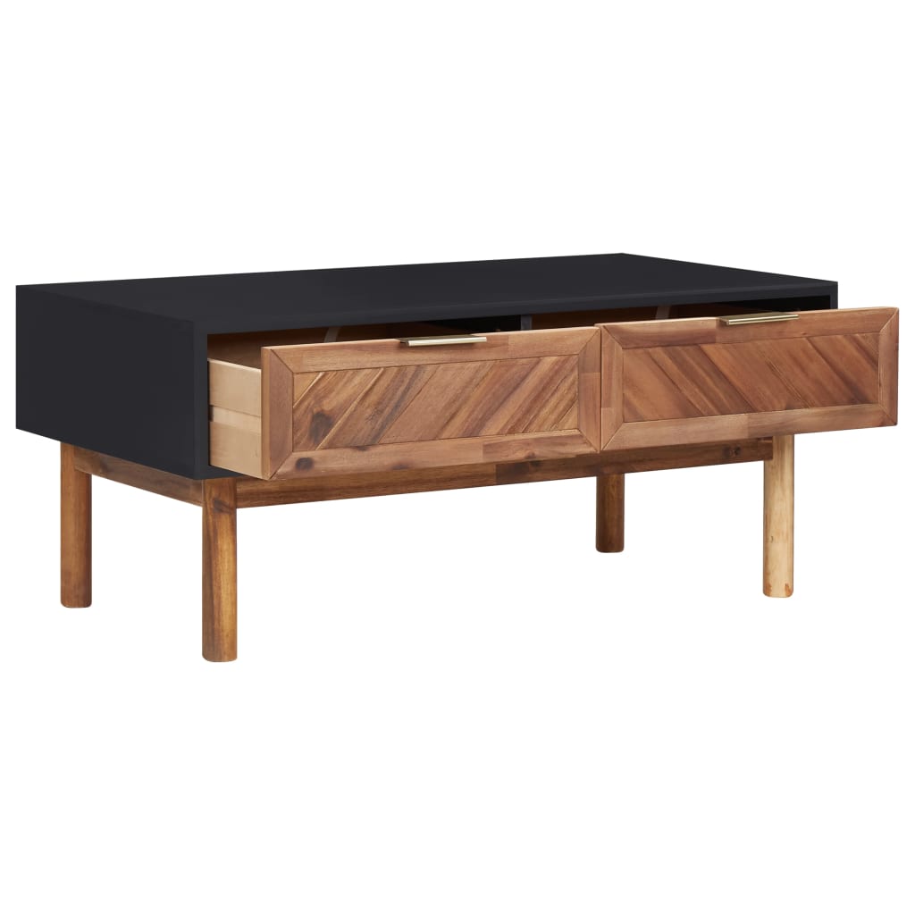 Vidaxl Mesa de Centro de Madera Maciza de Acacia y MDF 90x50x40 Cm