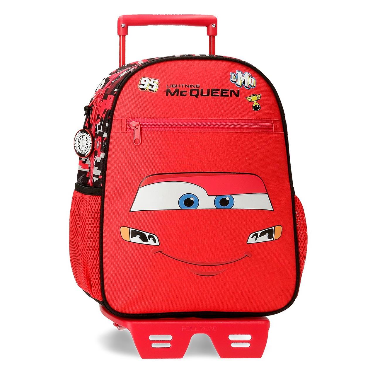 Mochila escolar con carro Cars Mcqueen Red 27x33x11cm Rojo