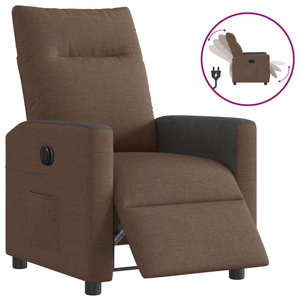 vidaXL Sillón reclinable eléctrico de tela marrón