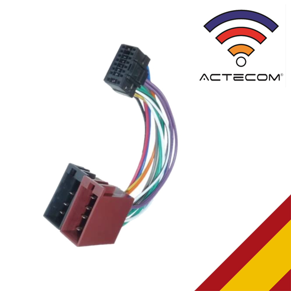 Actecom Adaptador ISO de Radio de coche, Cable de 16 pines, conector din  Universal, compatible con Pioneer, estéreo, Kenwood, autorradio, Audiovox,  JVC, etc.