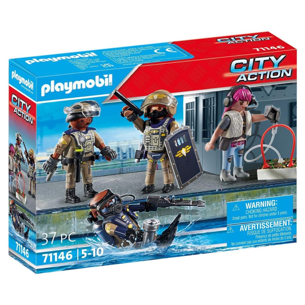 Fuerzas especiales Playmobil (71146) set de figuras de policía de élite y una figura de ladrón villano City Action