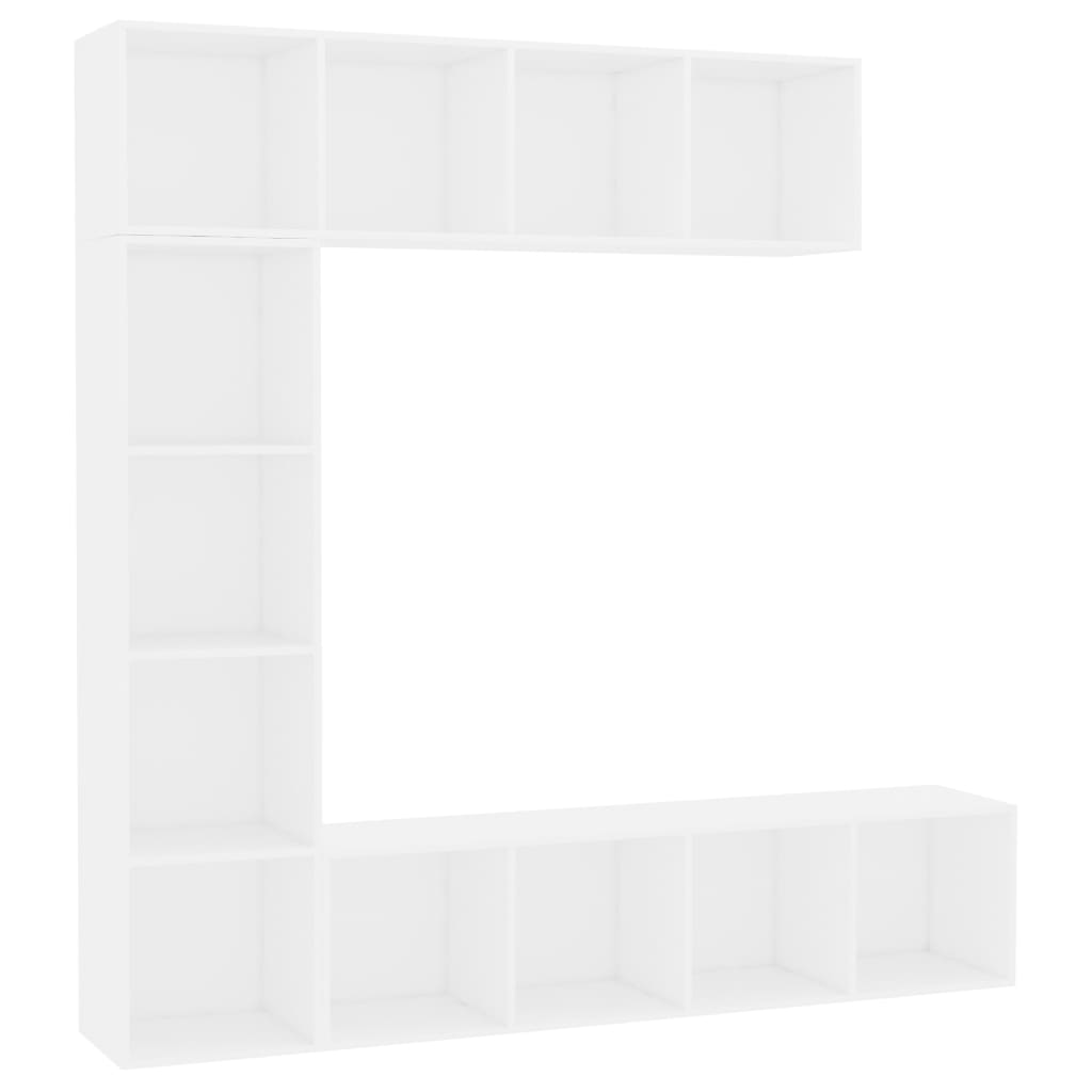 Vidaxl Mueble de TV y Librería 3 Piezas 180x30x180 Cm Blanco