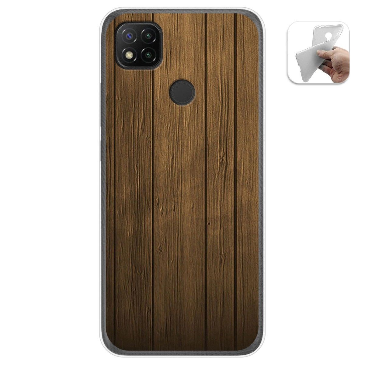 Tumundosmartphone Funda Gel Tpu para Xiaomi Redmi 9C diseño Madera Dibujos