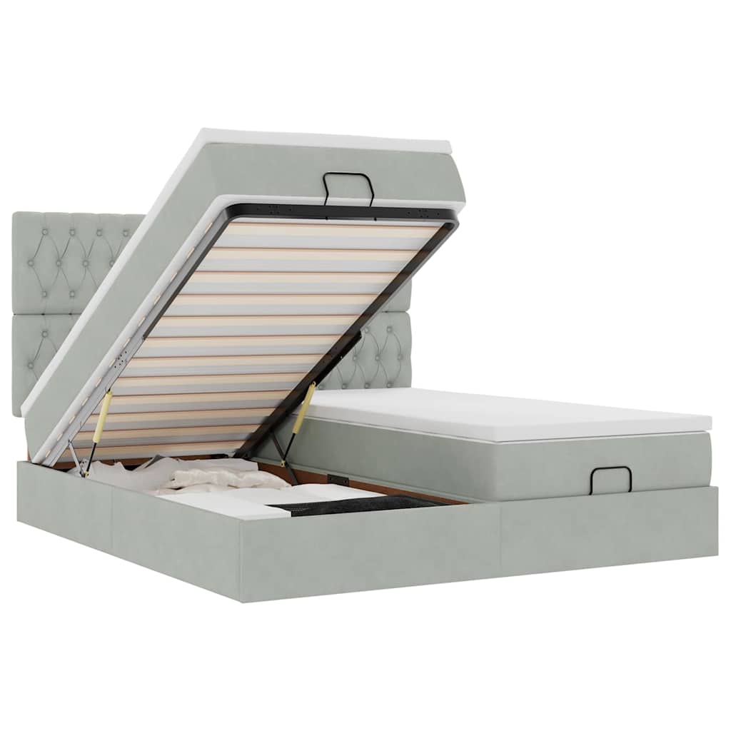 vidaXL Estructura cama otomana colchones terciopelo gris claro