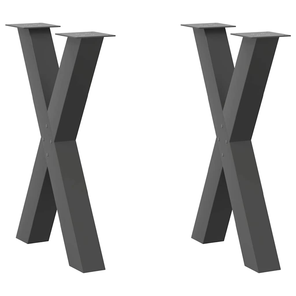 vidaXL Patas para mesa de comedor en forma de X (2 unidades) 60 x (72-73) cm, acero