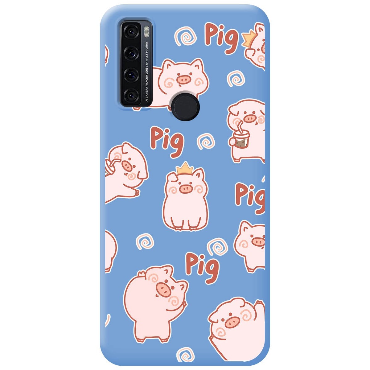 Funda Silicona Líquida Azul para TCL 20 SE diseño Cerdos Dibujos
