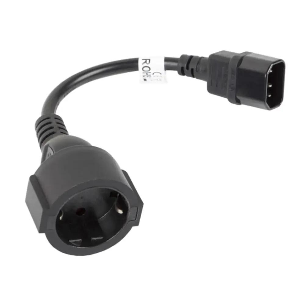 Lanberg Cable de Extensión IEC 320 C14 a Schuko Hembra/Hembra 20cm Negro