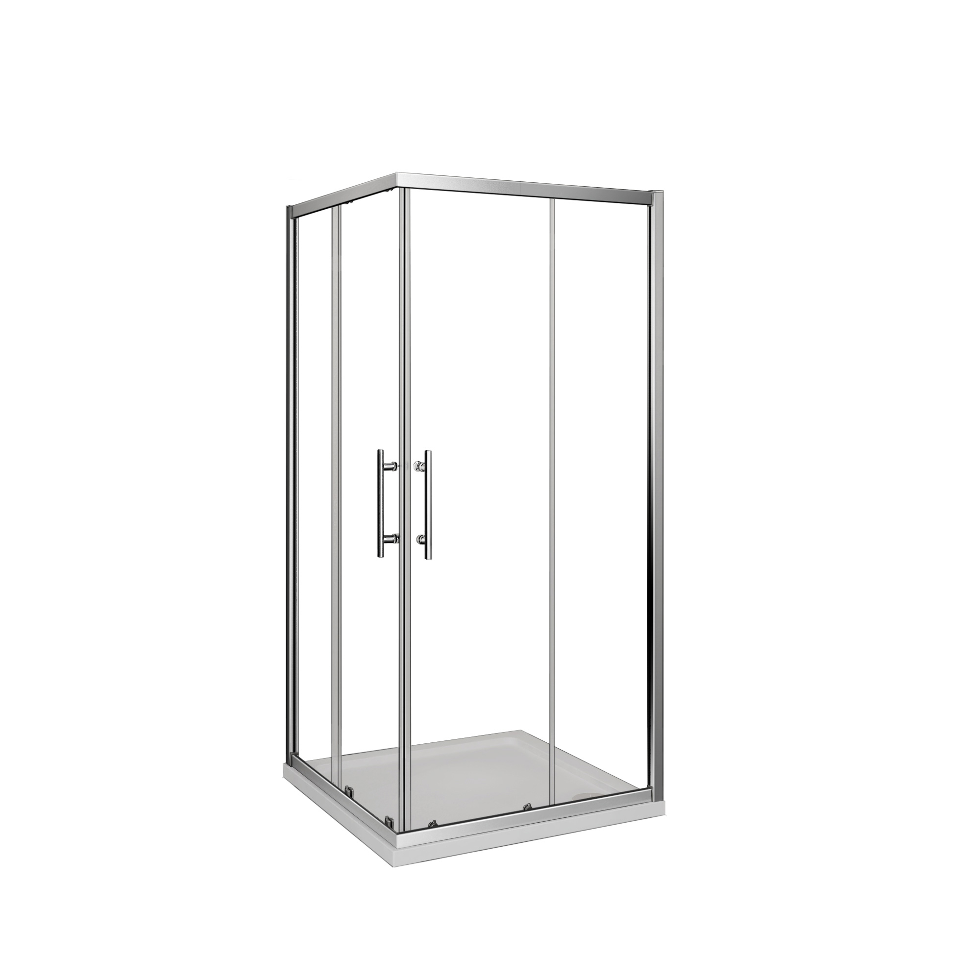 Mampara de Ducha Cuadrada Corredera,Perfil Cromado,Vidrio Antical 6mm,(680-700)x(680-700)x1950mm