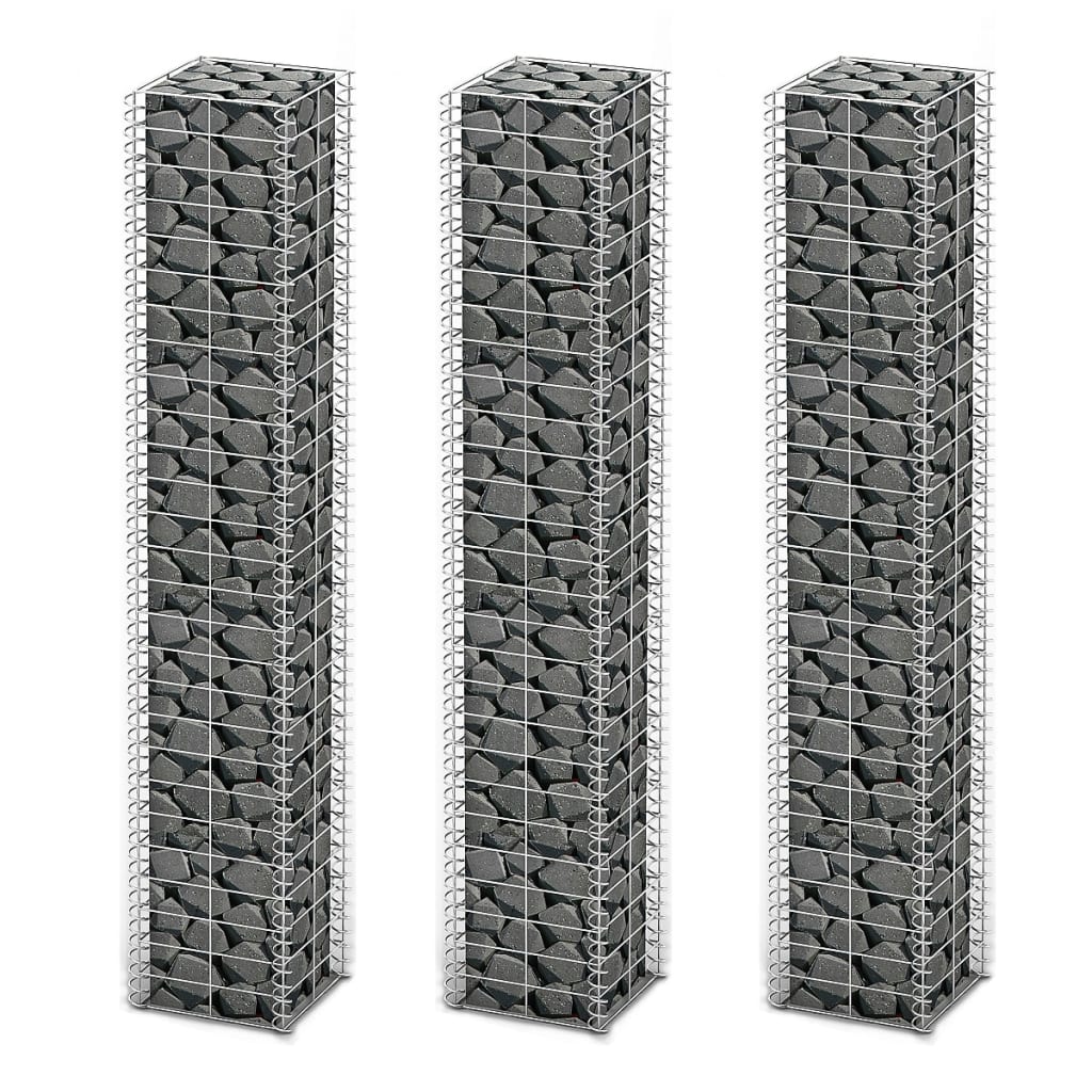 vidaXL Cestas de muro de gaviones alambre galvanizado 25x25x150cm 3 ud